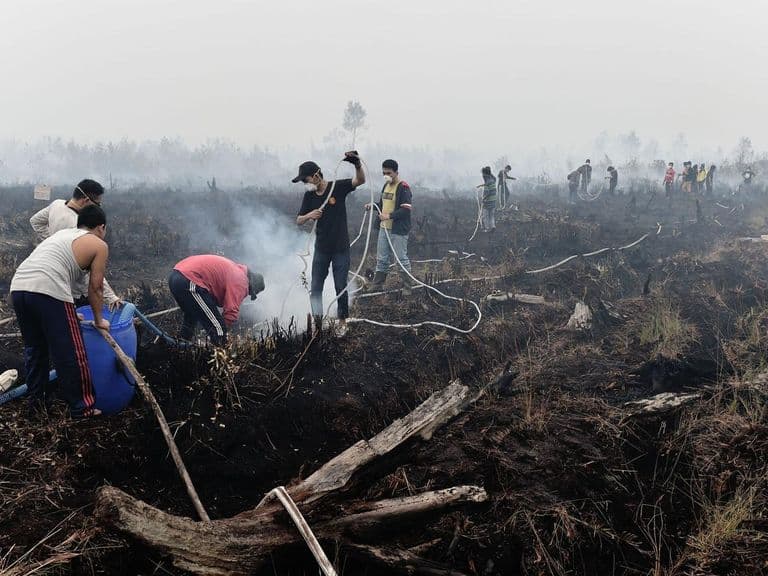 Pemadaman titik api kebakaran hutan dan lahan